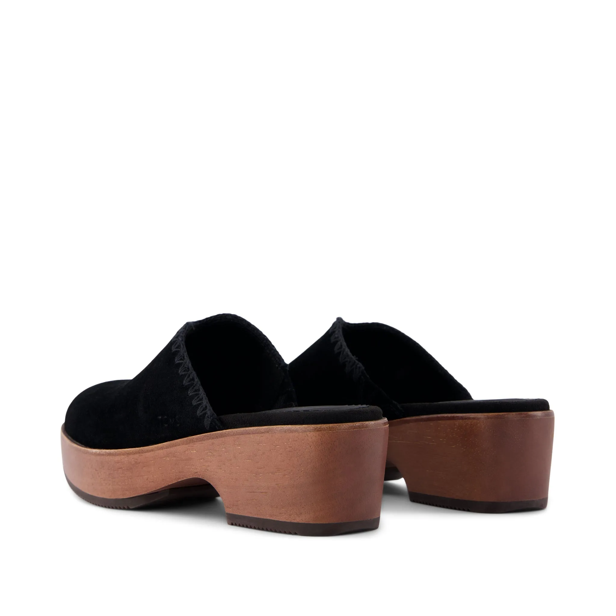 Addison Black Suede Deco Stitch Clog Heel