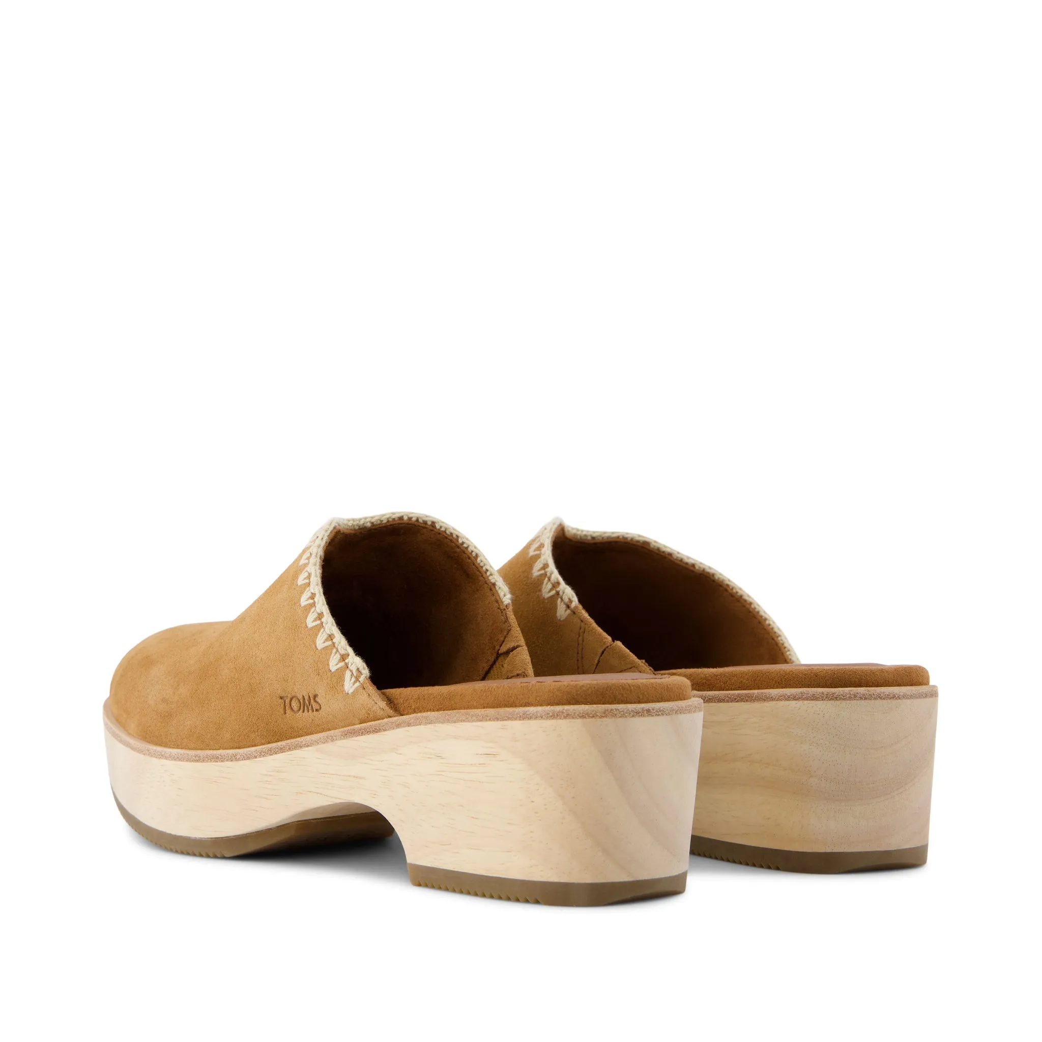 Addison Brown Suede Deco Stitch Clog Heel