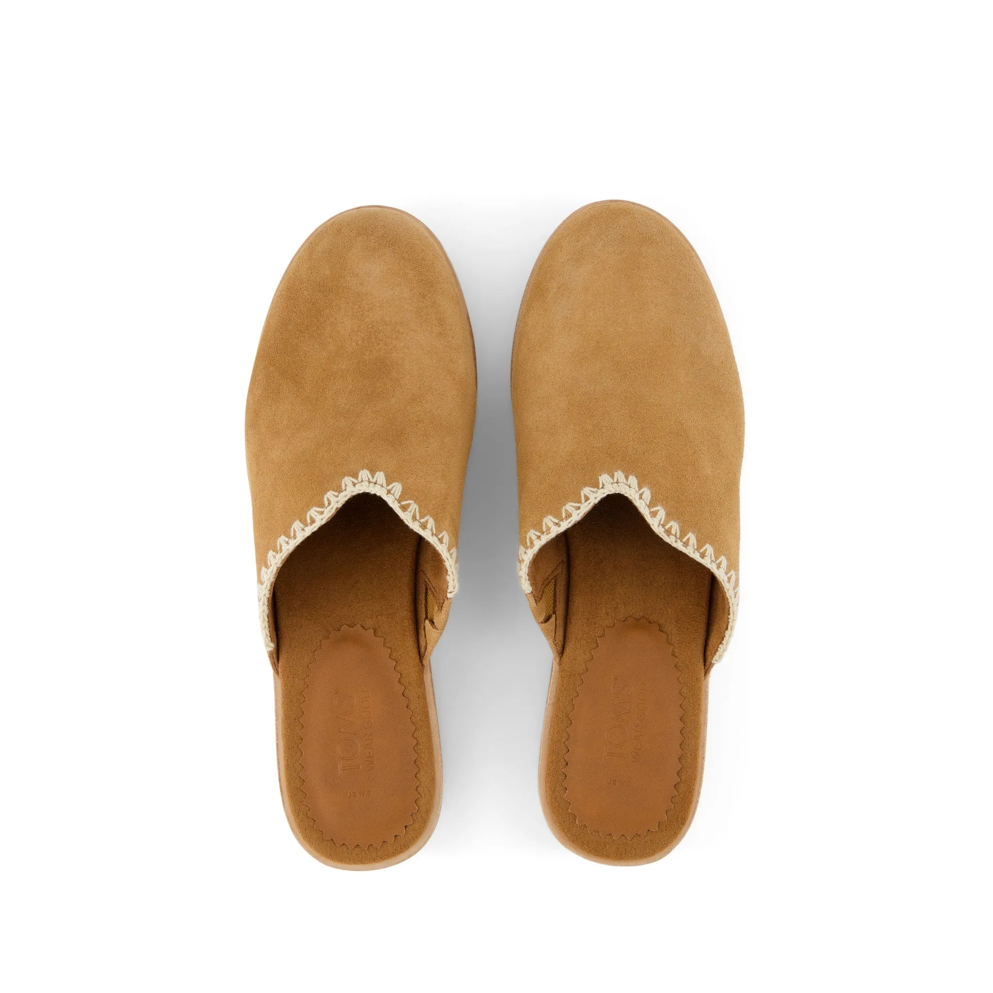 Addison Brown Suede Deco Stitch Clog Heel