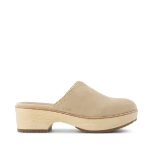 Addison Natural Suede Deco Stitch Clog Heel