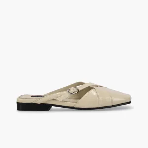 Adria Onix Cream Leather Mules