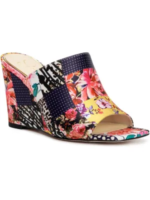 Aishia 2 Womens Slip On Square Toe Wedge Sandals