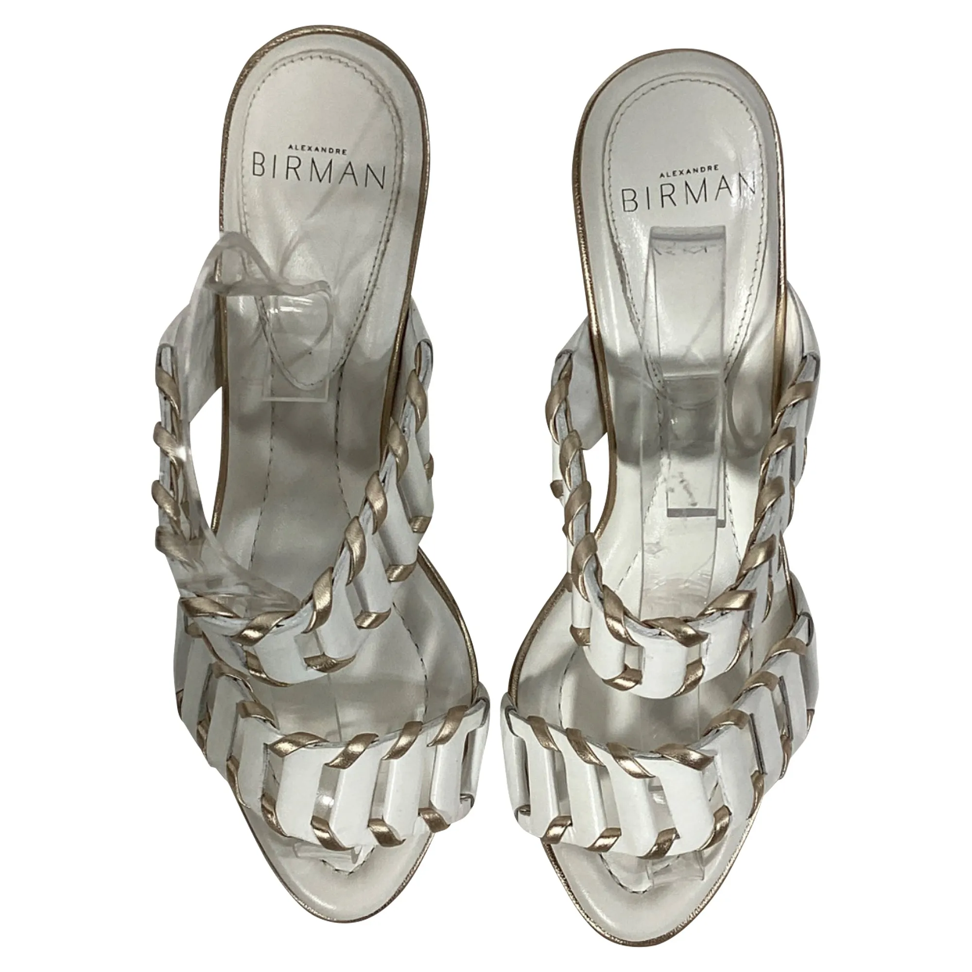 Alexandre Birman Claire Cutout Mules in White Leather