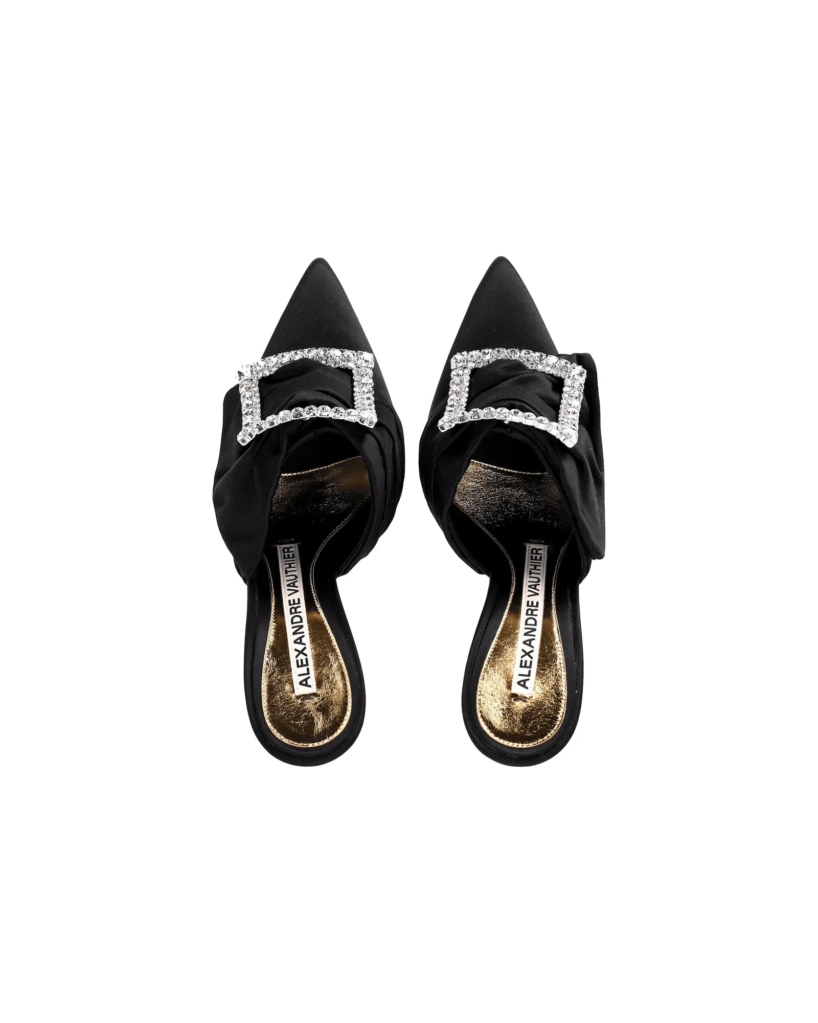 Alexandre Vauthier Lola Embellished Mules in Black Satin