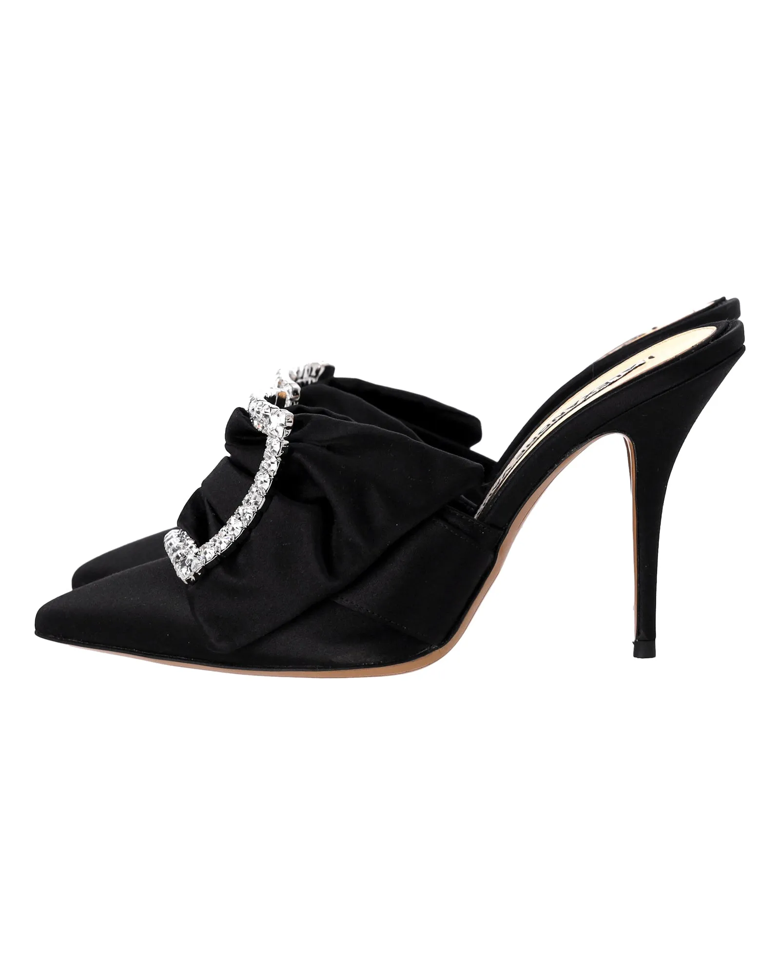 Alexandre Vauthier Lola Embellished Mules in Black Satin