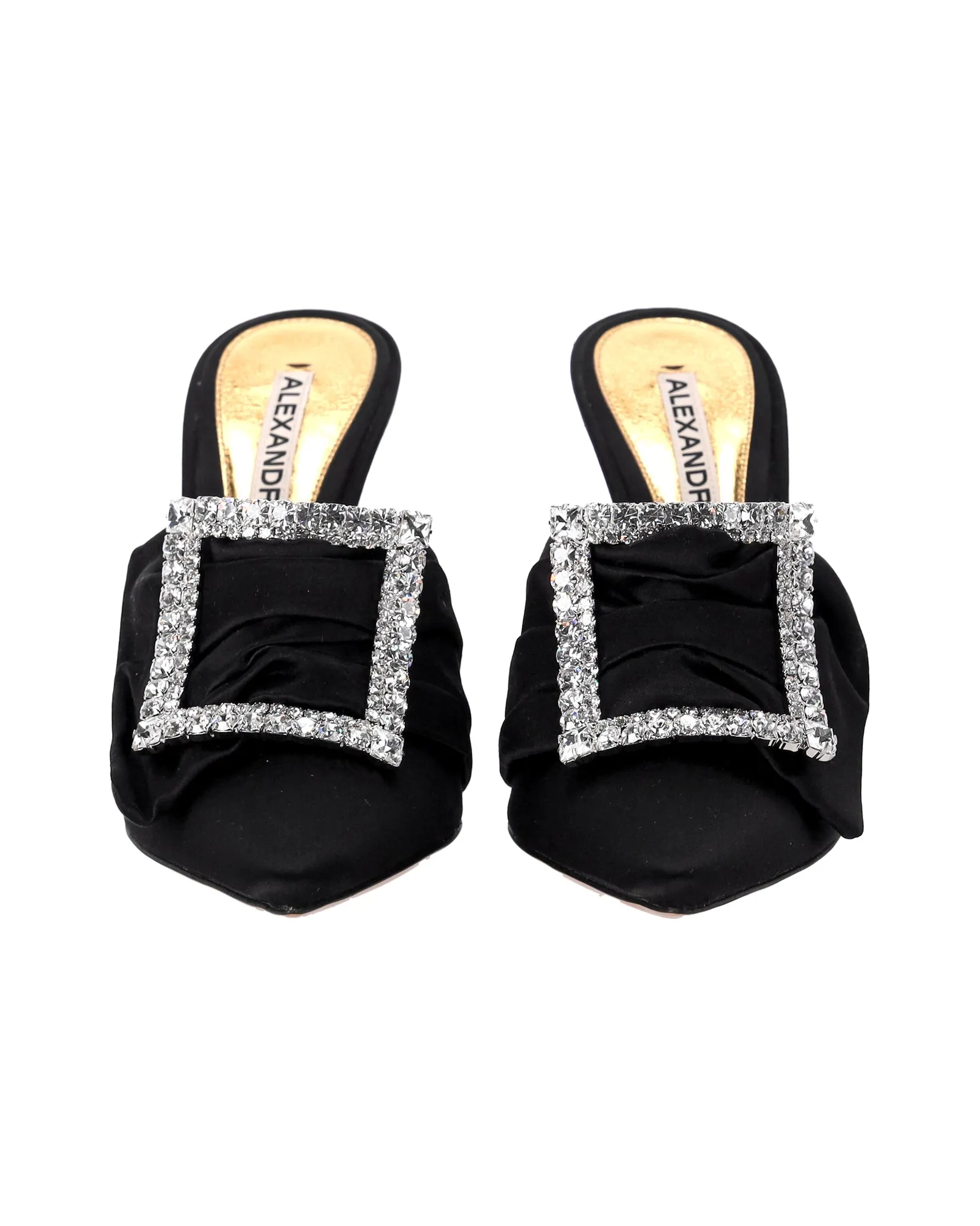Alexandre Vauthier Lola Embellished Mules in Black Satin