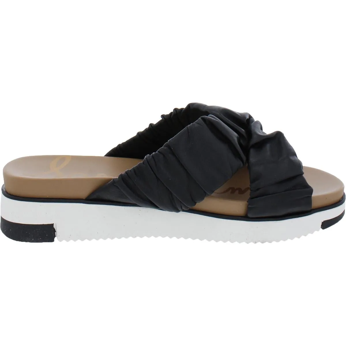 Aliana Womens Leather Wedge Slide Sandals
