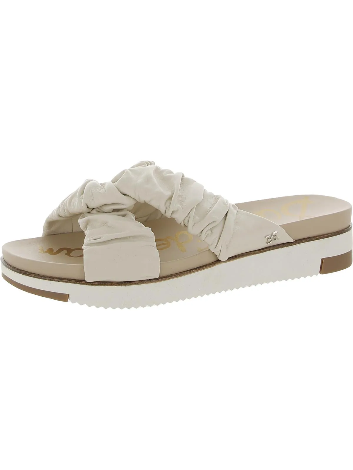 Aliana Womens Leather Wedge Slide Sandals