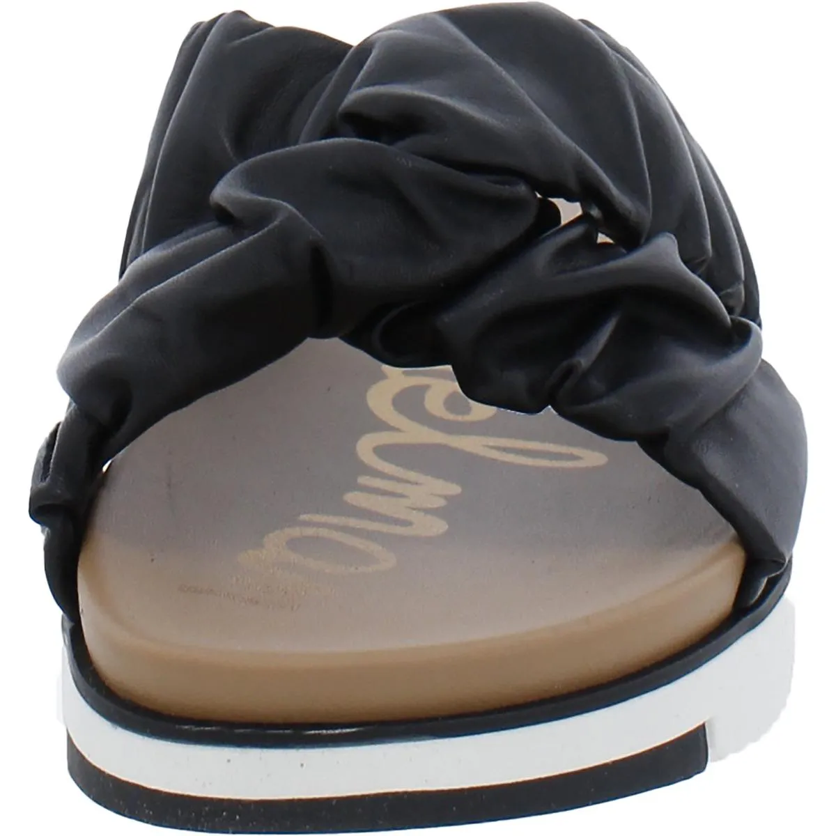 Aliana Womens Leather Wedge Slide Sandals