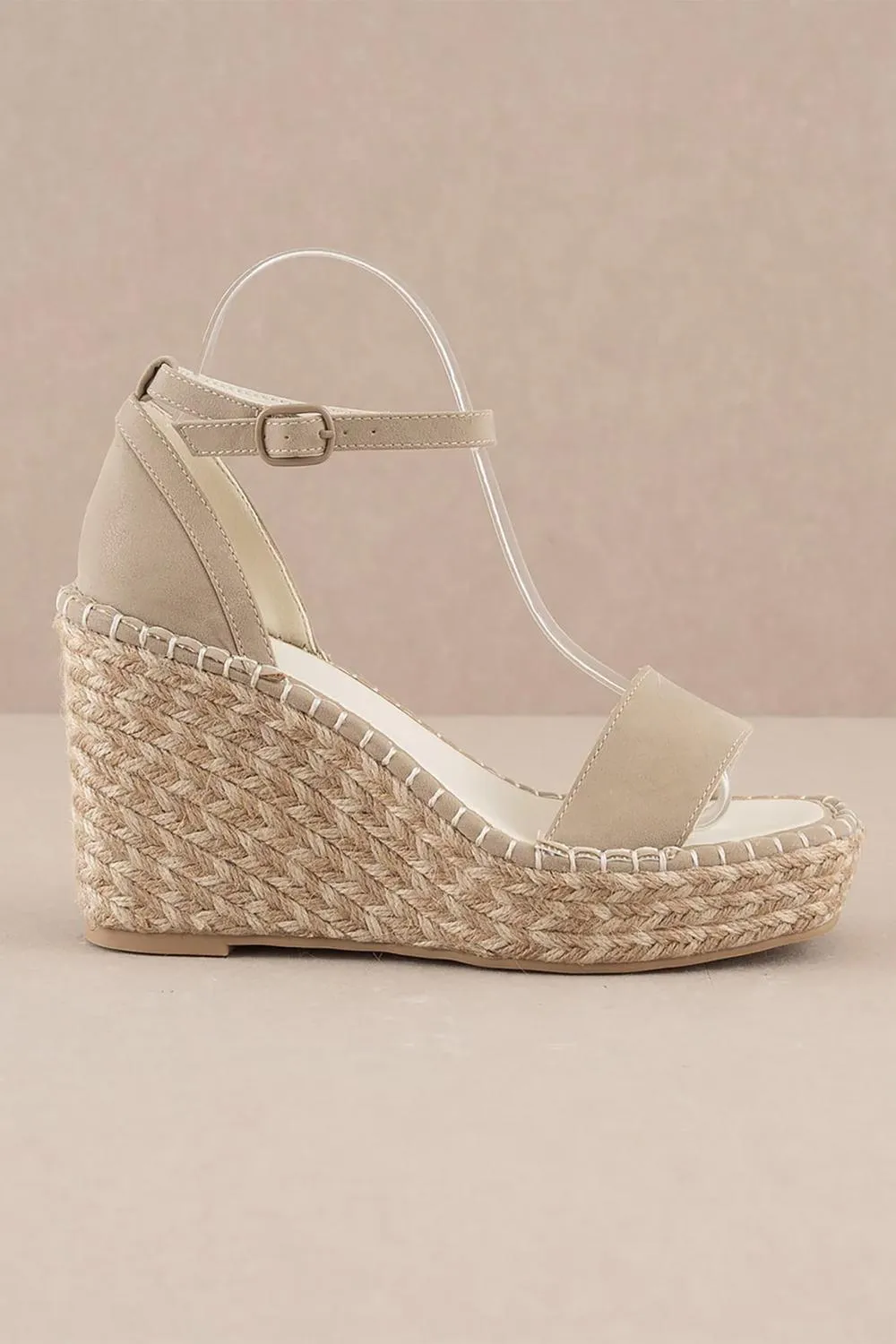 Ankle Strap Espadrille Wedge In Taupe