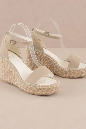 Ankle Strap Espadrille Wedge In Taupe