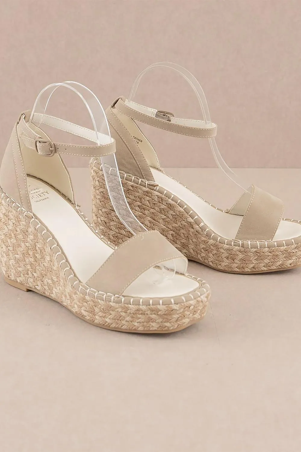 Ankle Strap Espadrille Wedge In Taupe