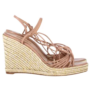 Aquazzura Whisper 85 Espadrille Wedge Sandals In Brown Leather