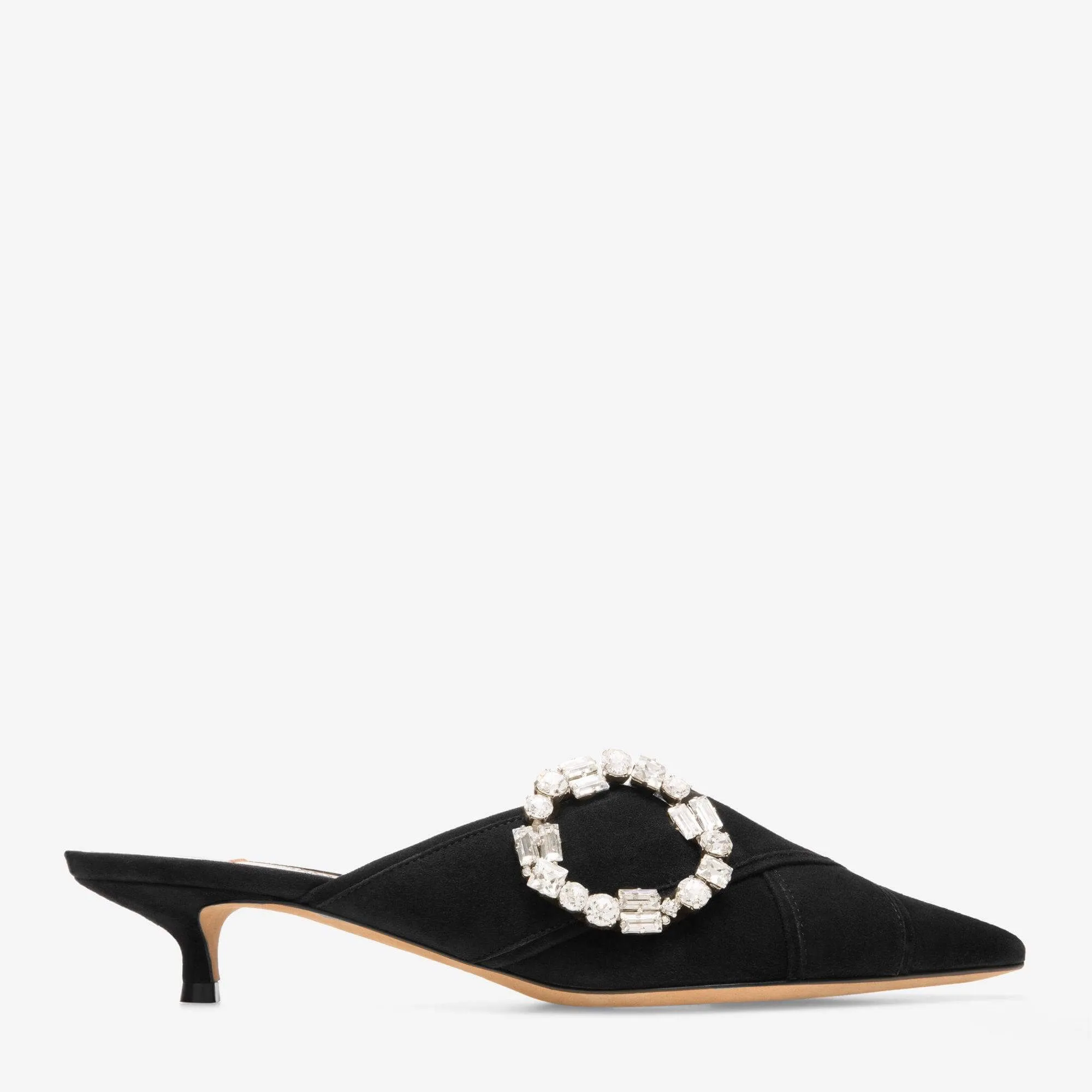 Bally Celmira Women's 6223332 Black Kid Suede Buckle Mules