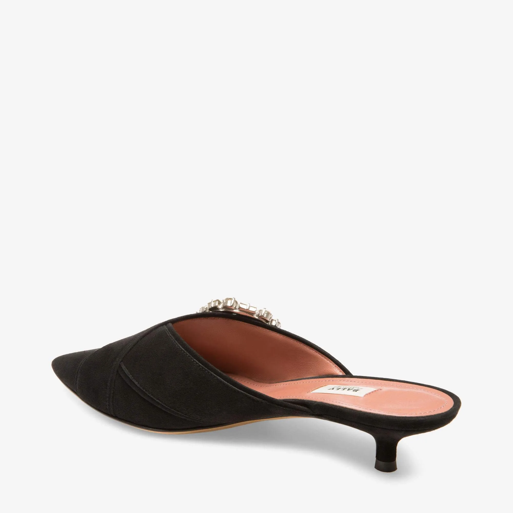 Bally Celmira Women's 6223332 Black Kid Suede Buckle Mules