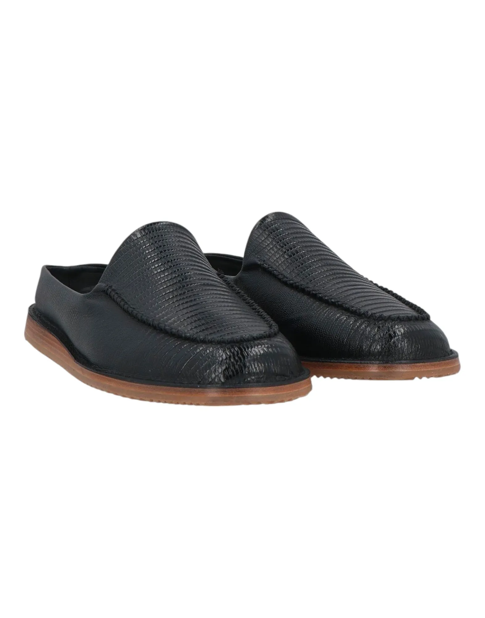 Bally Fosko 6303291 Black Calf Embossed Leather Mules & Clogs