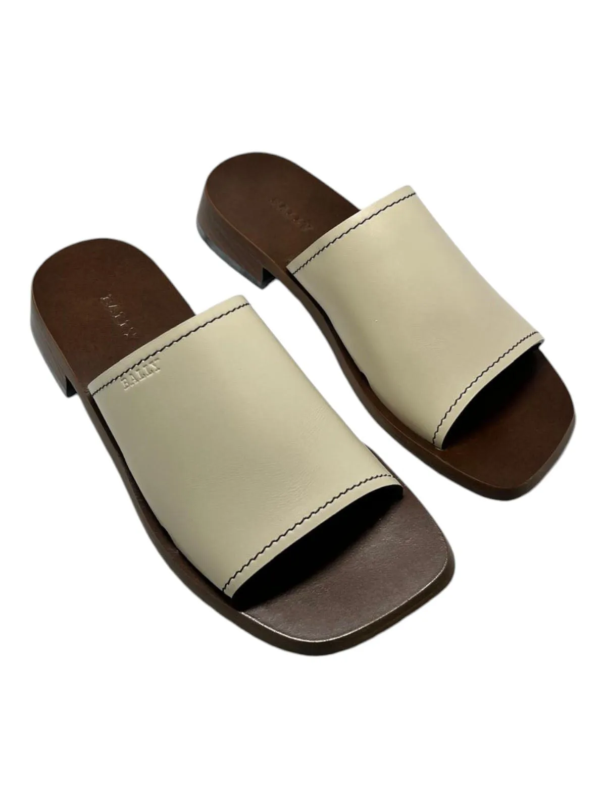 Bally Ofera 6225850 Ladies Bone Plain Leather Flat Sandals