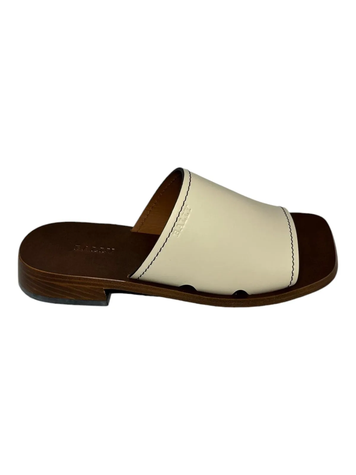 Bally Ofera 6225850 Ladies Bone Plain Leather Flat Sandals