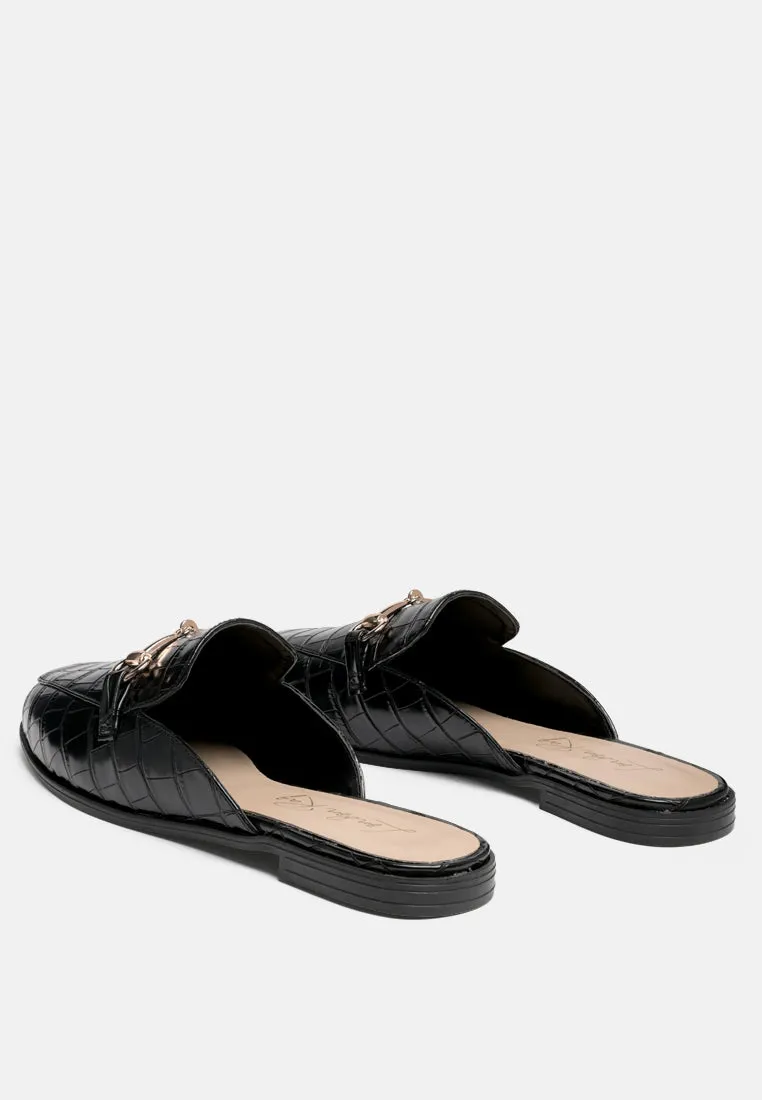 begonia buckled faux leather croc mules