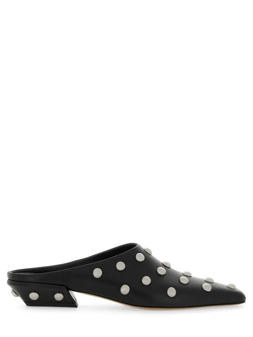 Bella" Pointed Toe Leather Mules