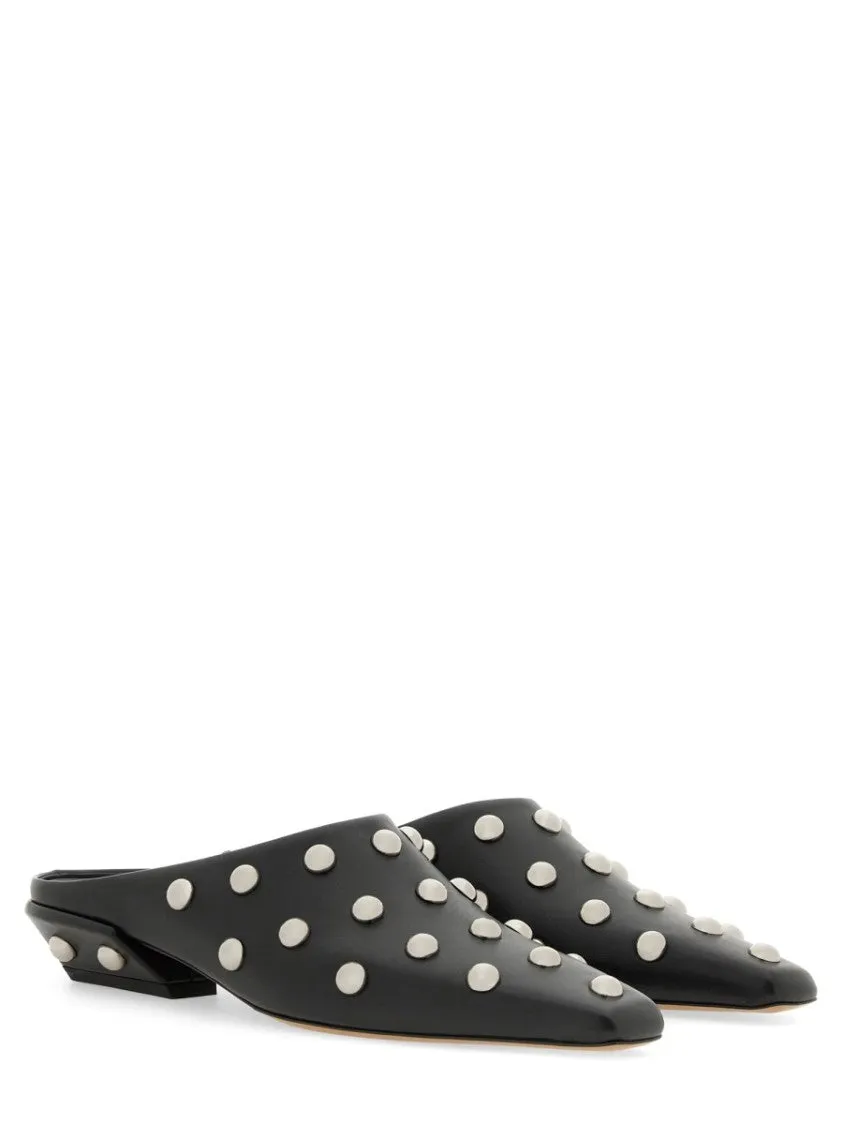 Bella" Pointed Toe Leather Mules