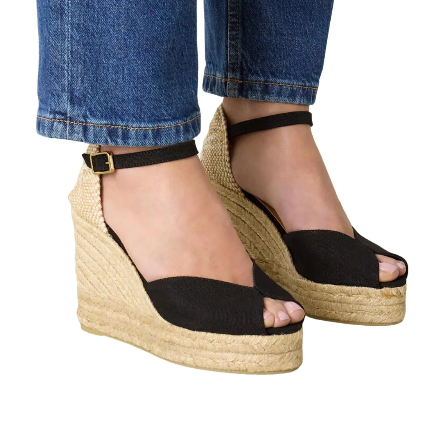 Bianca Wedge Espadrille Sandal In Black