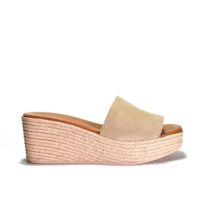 Bibi Espadrille Wedge Slide Sandal In Sand Arena Suede