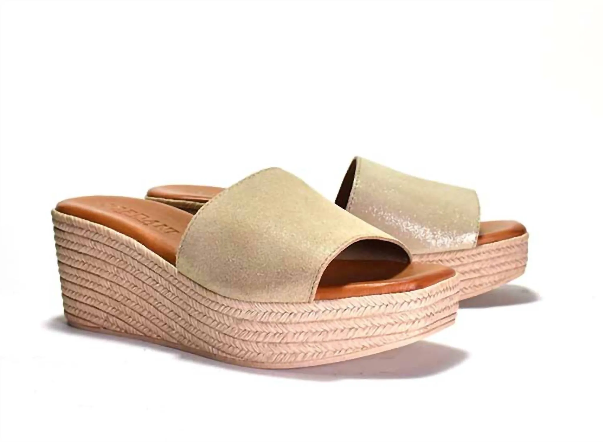 Bibi Espadrille Wedge Slide Sandal In Sand Arena Suede