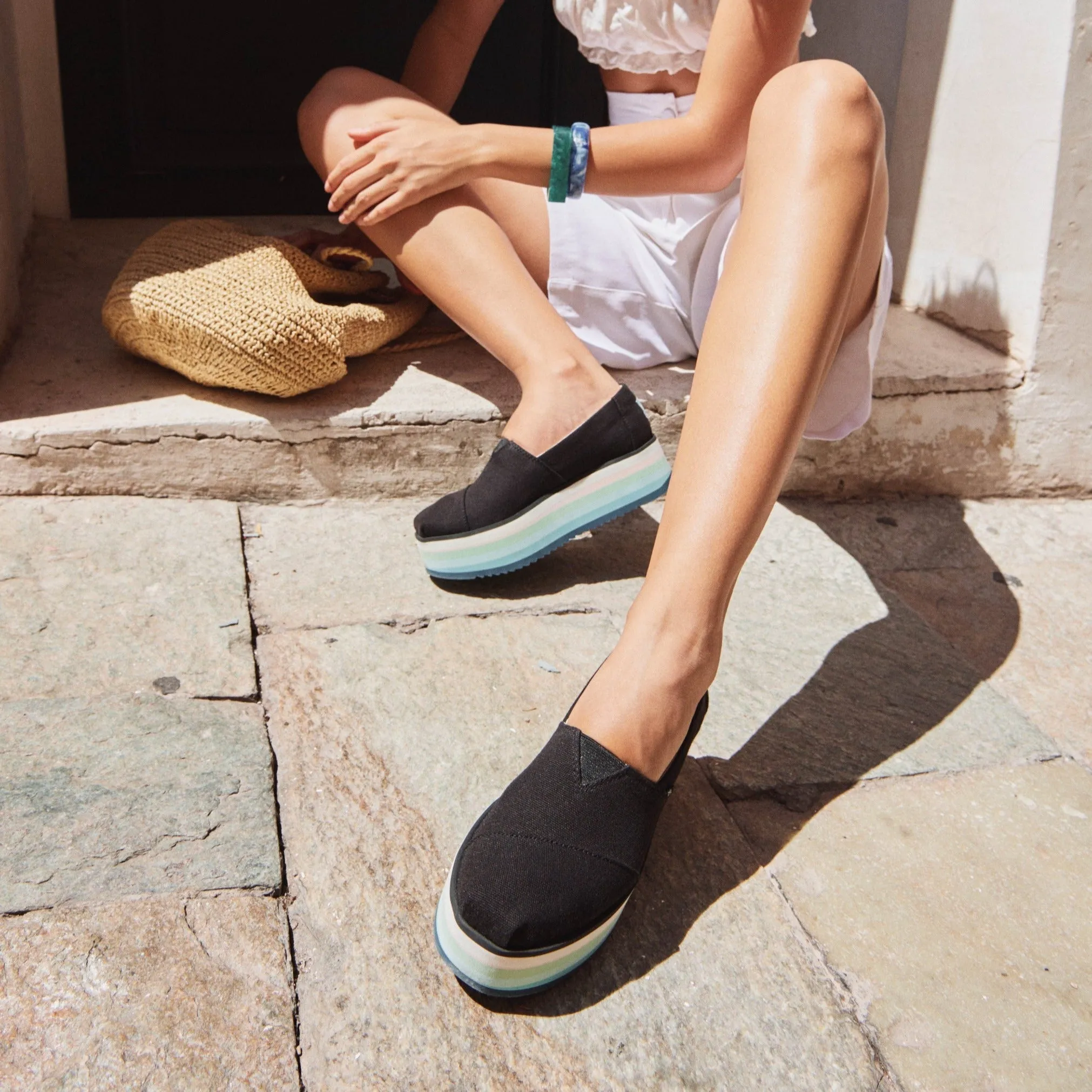 Black Canvas Alpargata Platform Espadrille