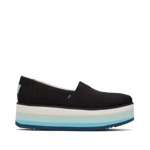 Black Canvas Alpargata Platform Espadrille