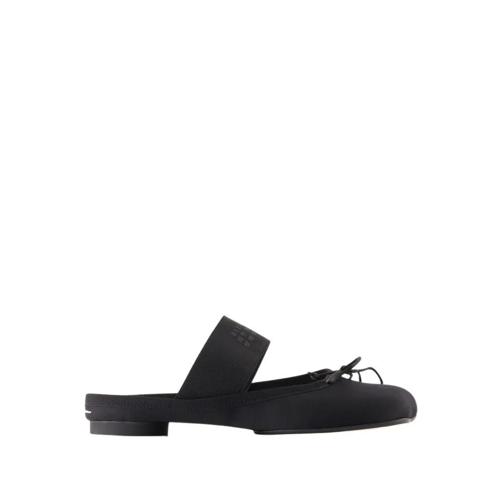 Black Mules With Adjustable Laces And Smooth Finish