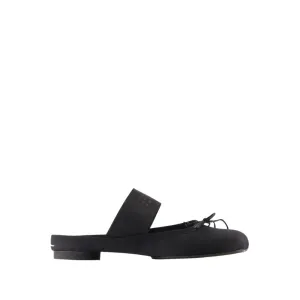 Black Mules With Adjustable Laces And Smooth Finish