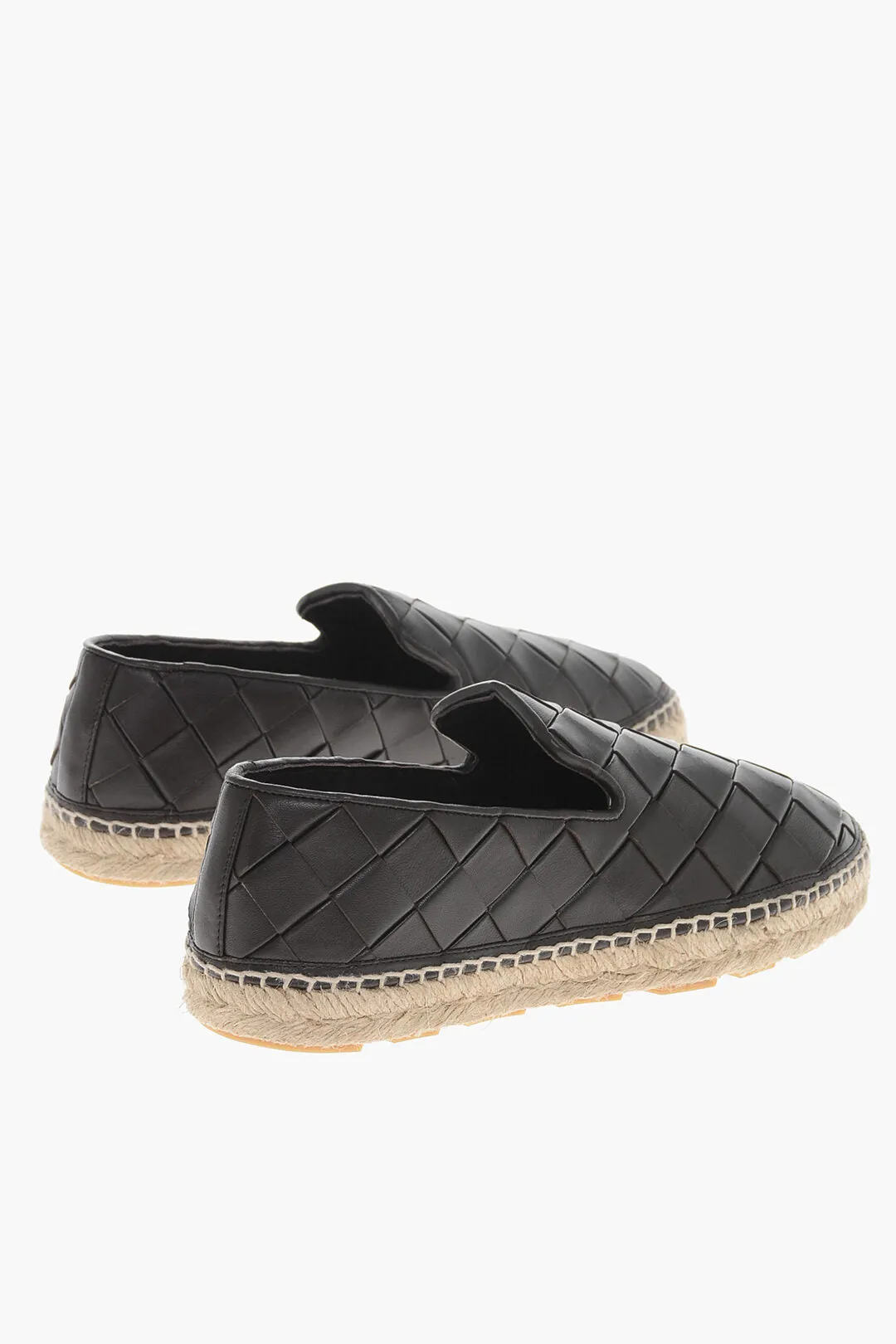 Bottega Veneta Woven Leather Jack Espadrillas With Rubber Sole