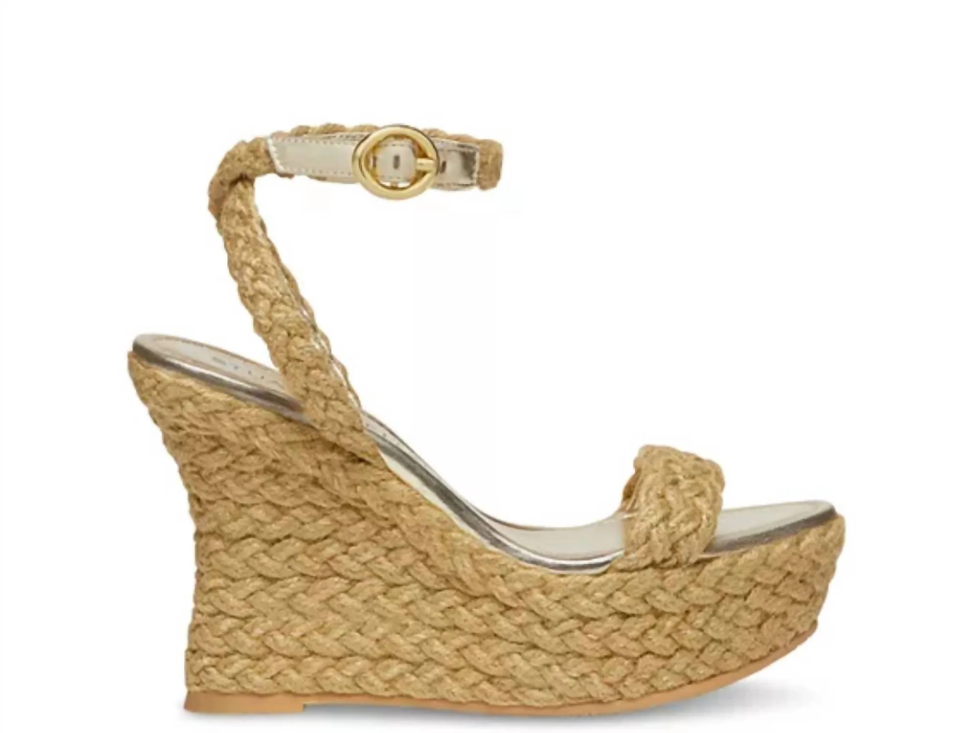 Braida Strap Espadrille Wedge Sandals In Gold
