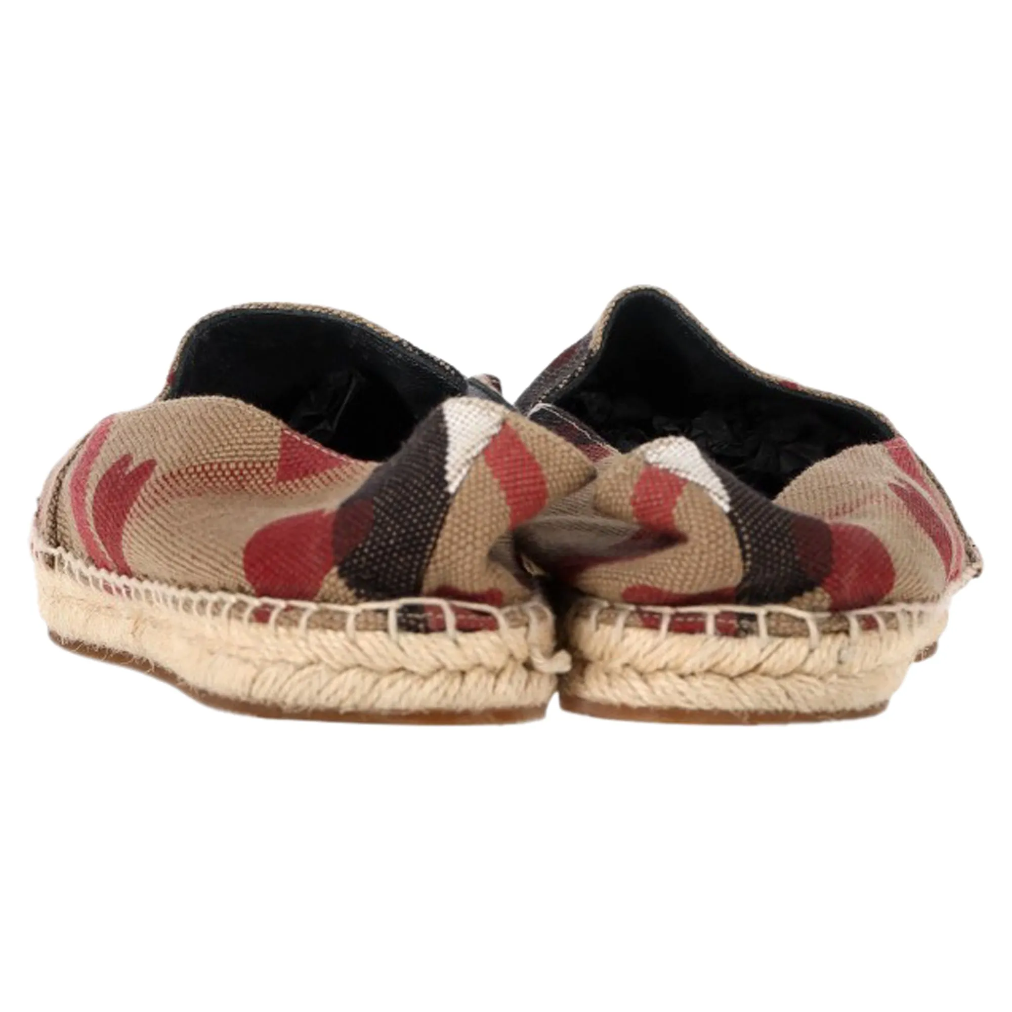 Burberry Heart and Check Print Espadrille Flats in Brown Canvas