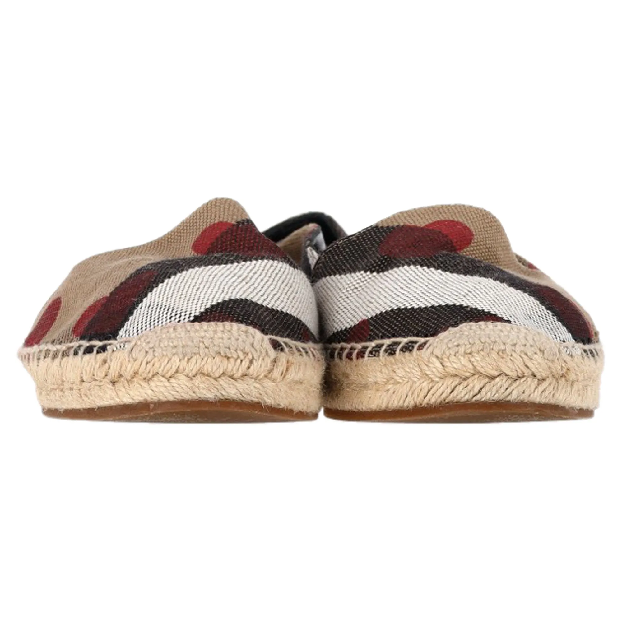 Burberry Heart and Check Print Espadrille Flats in Brown Canvas