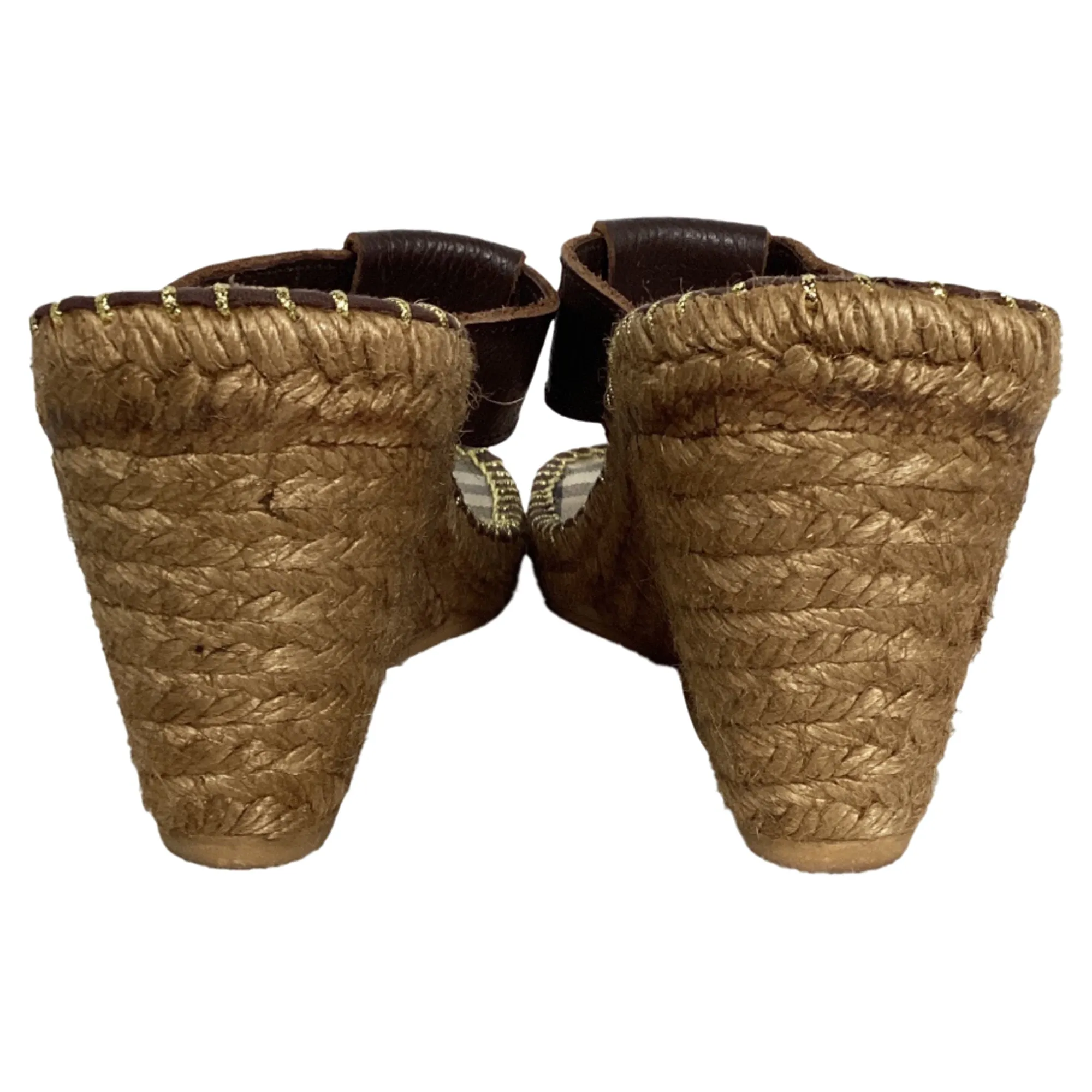 Burberry Thong  Espadrille Wedges in Brown Canvas