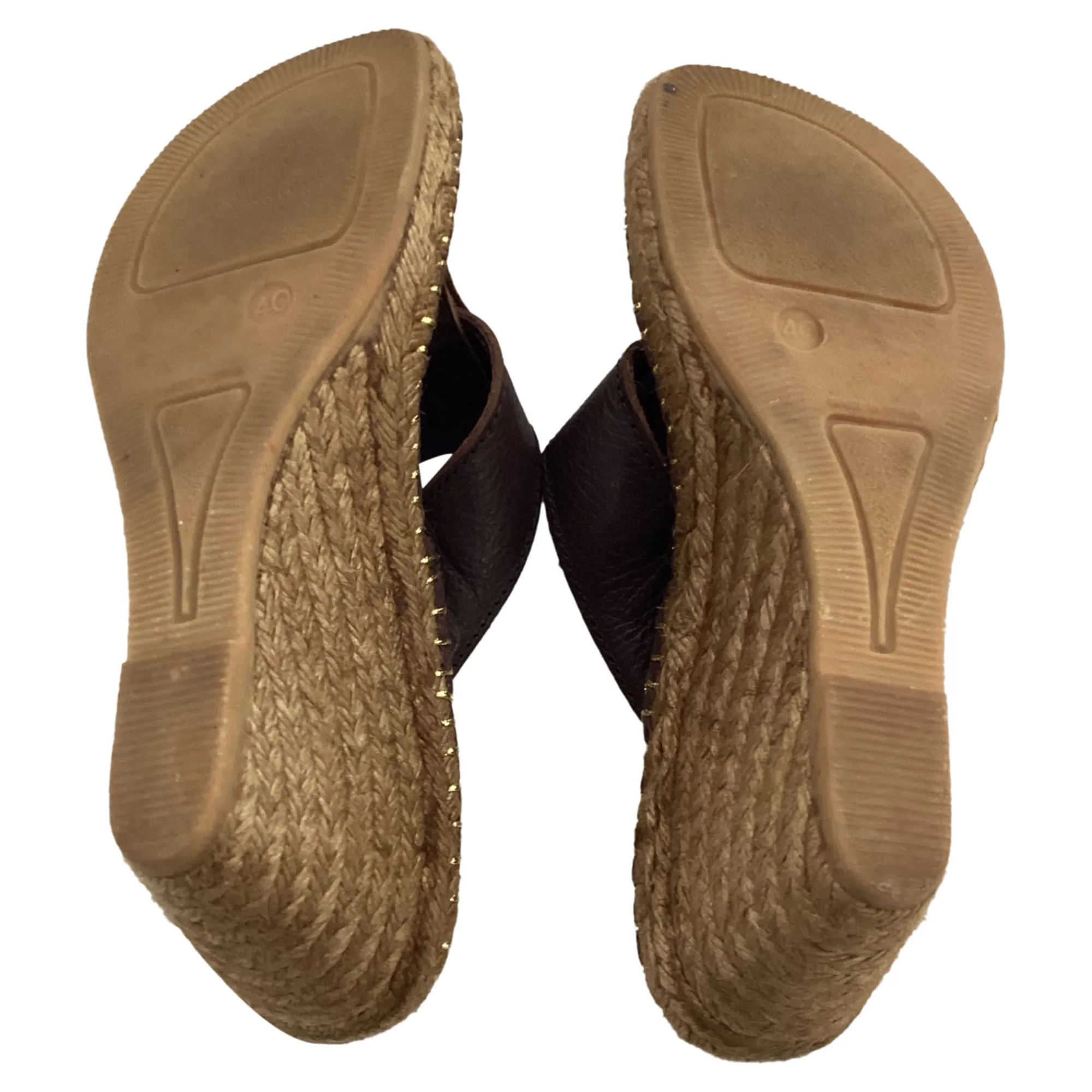 Burberry Thong  Espadrille Wedges in Brown Canvas