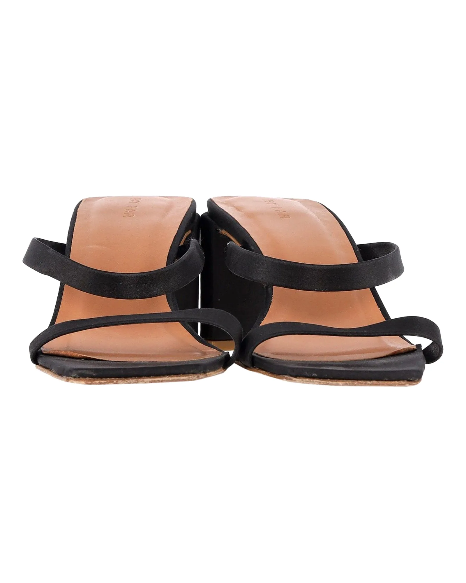 By Far Tanya Mules Sandals in Black Satin