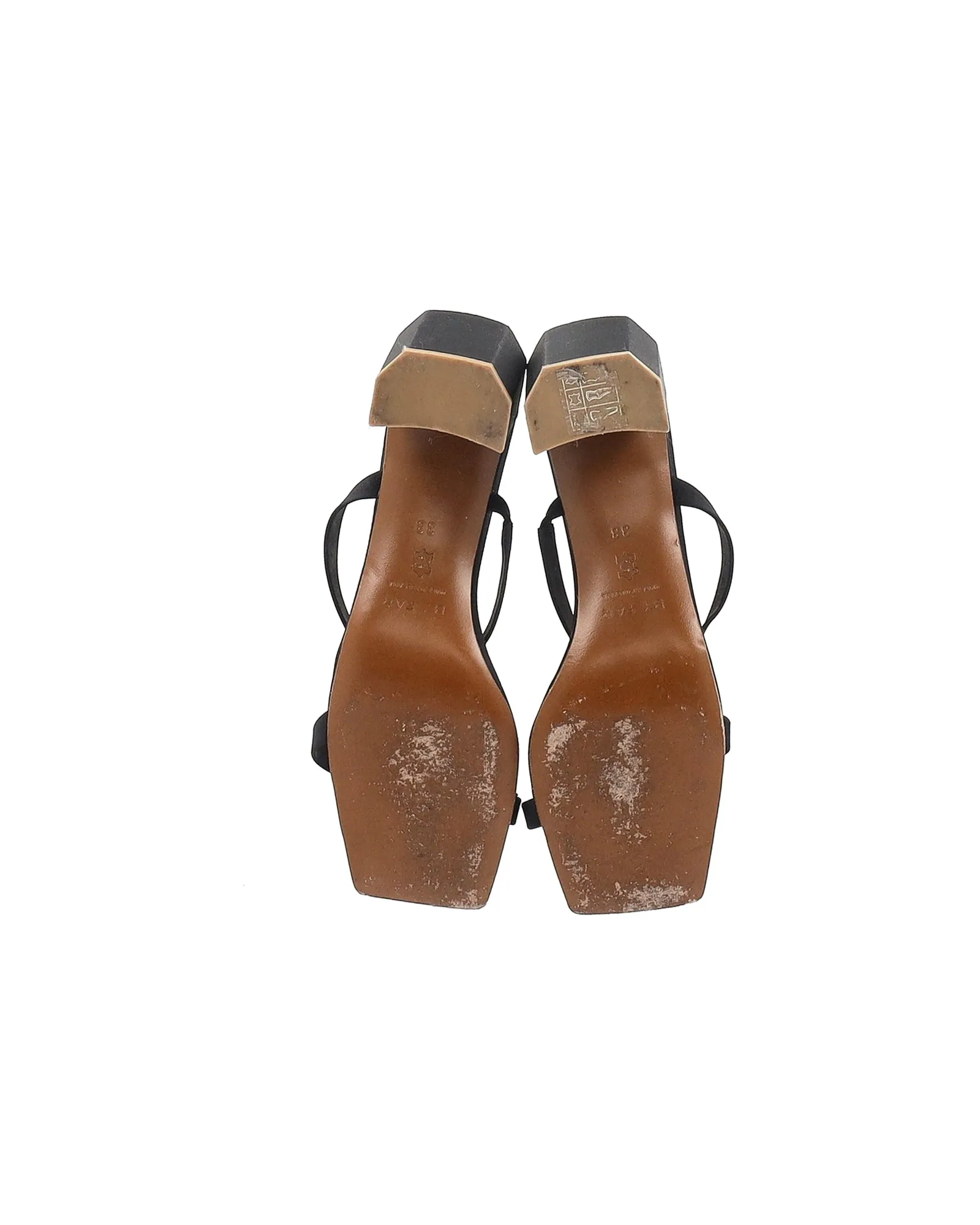 By Far Tanya Mules Sandals in Black Satin