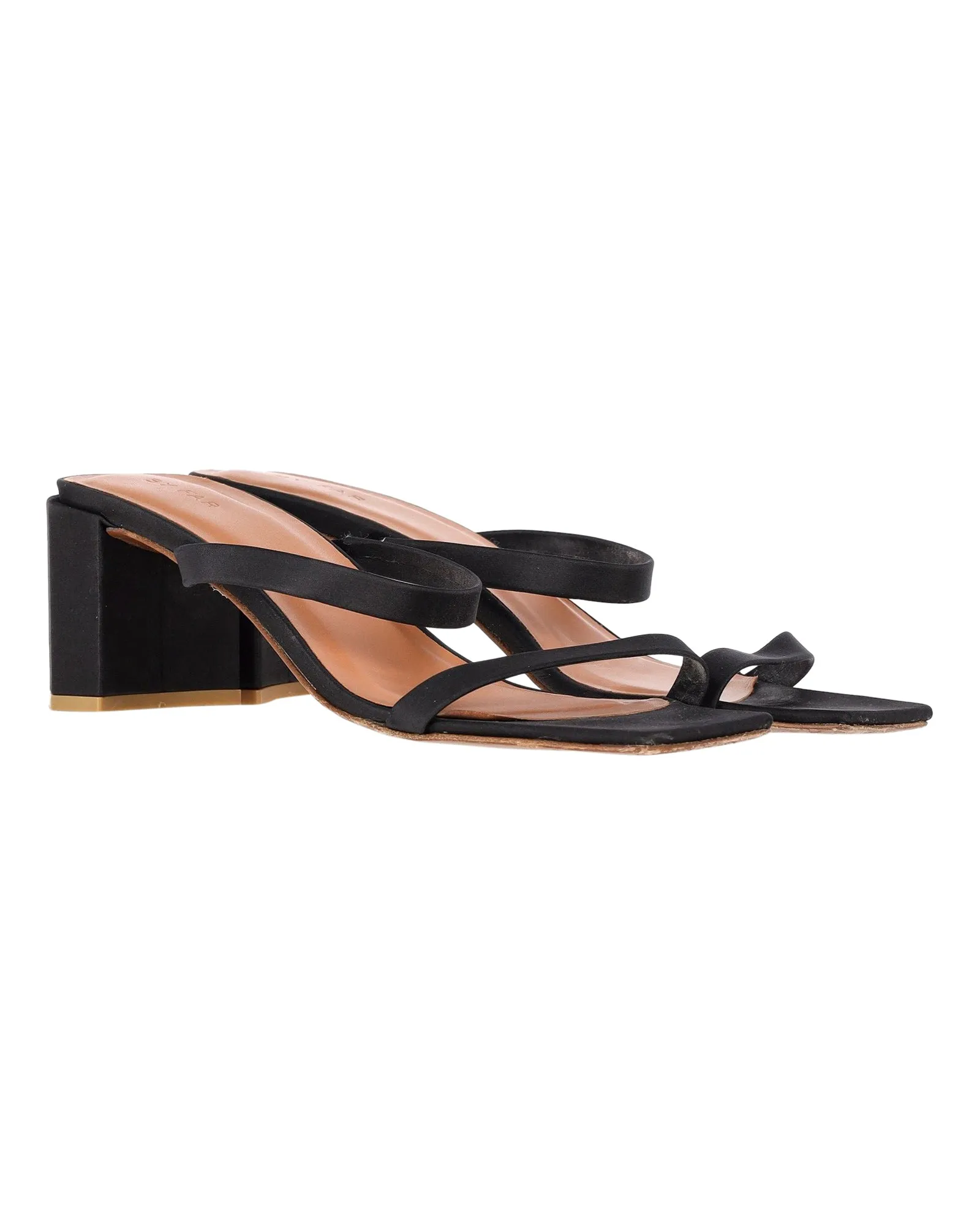 By Far Tanya Mules Sandals in Black Satin