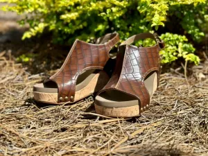 Carley Croc Sandal In Brown