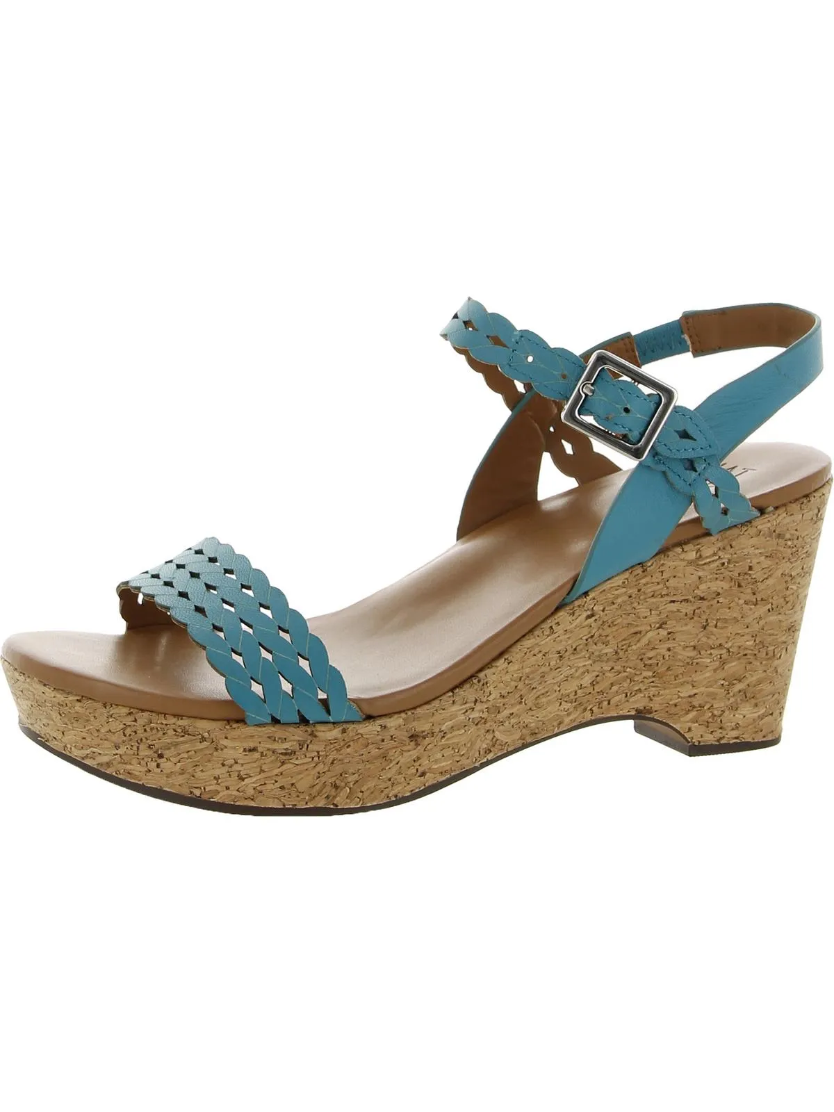 Carlita Womens Leather Ankle Strap Wedge Sandals