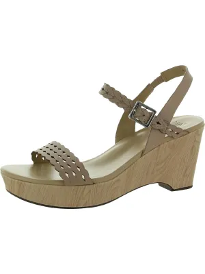 Carlita Womens Leather Ankle Strap Wedge Sandals