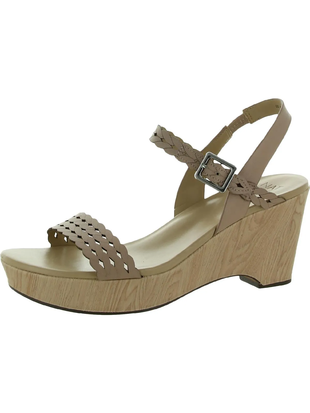 Carlita Womens Leather Ankle Strap Wedge Sandals