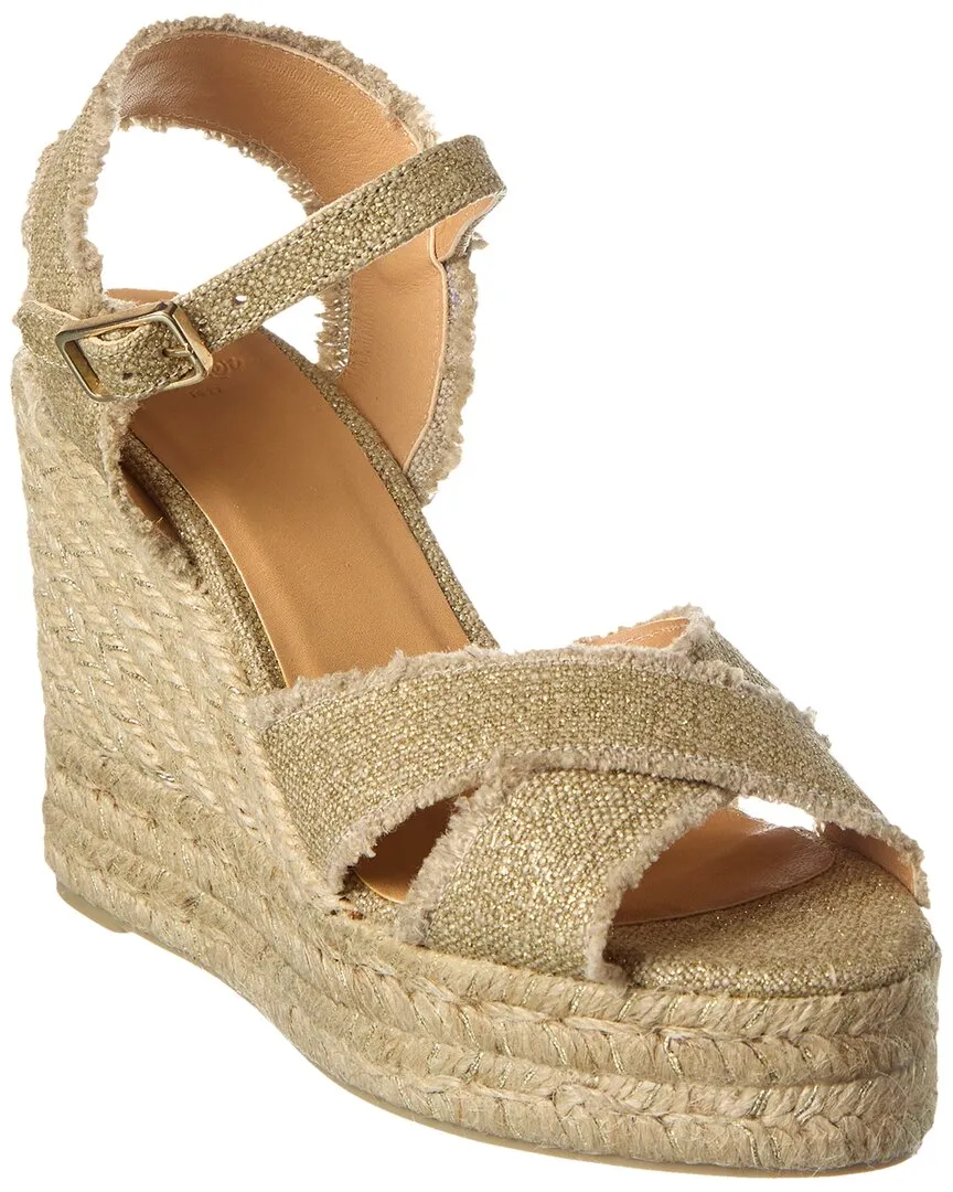 Castaer Bromelia 100 Metallic Canvas Wedge Espadrille