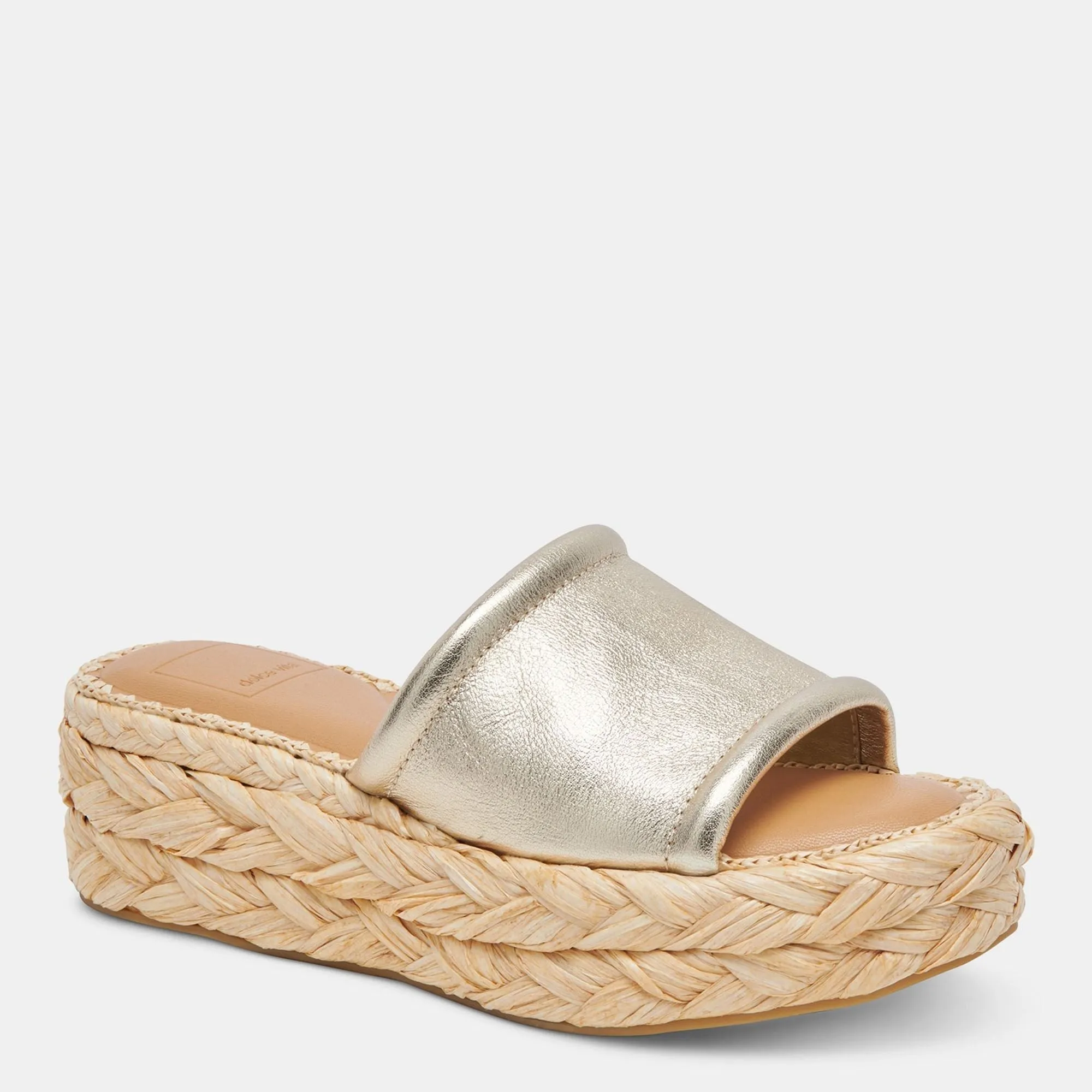 Chavi Wide Sandals Light Gold Metallic Leather