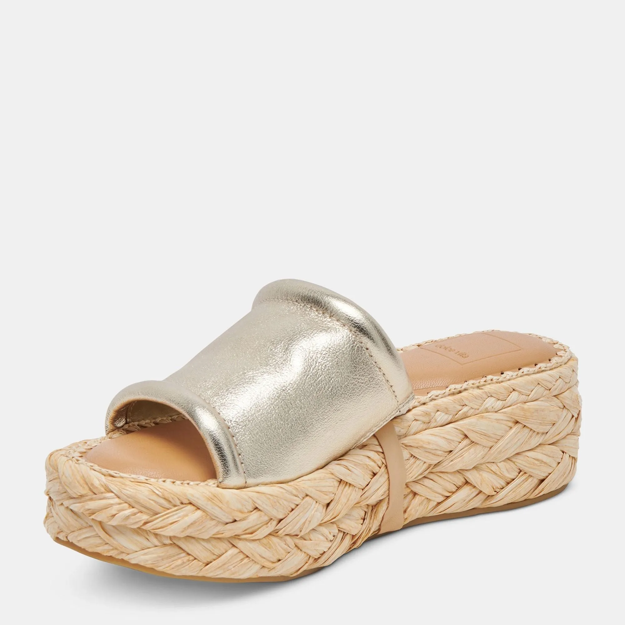 Chavi Wide Sandals Light Gold Metallic Leather