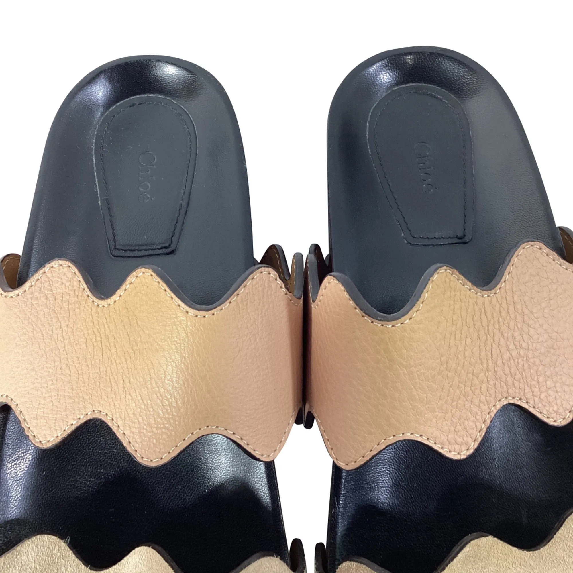 Chlo Carraia Slide Sandals in Brown Suede and Leather