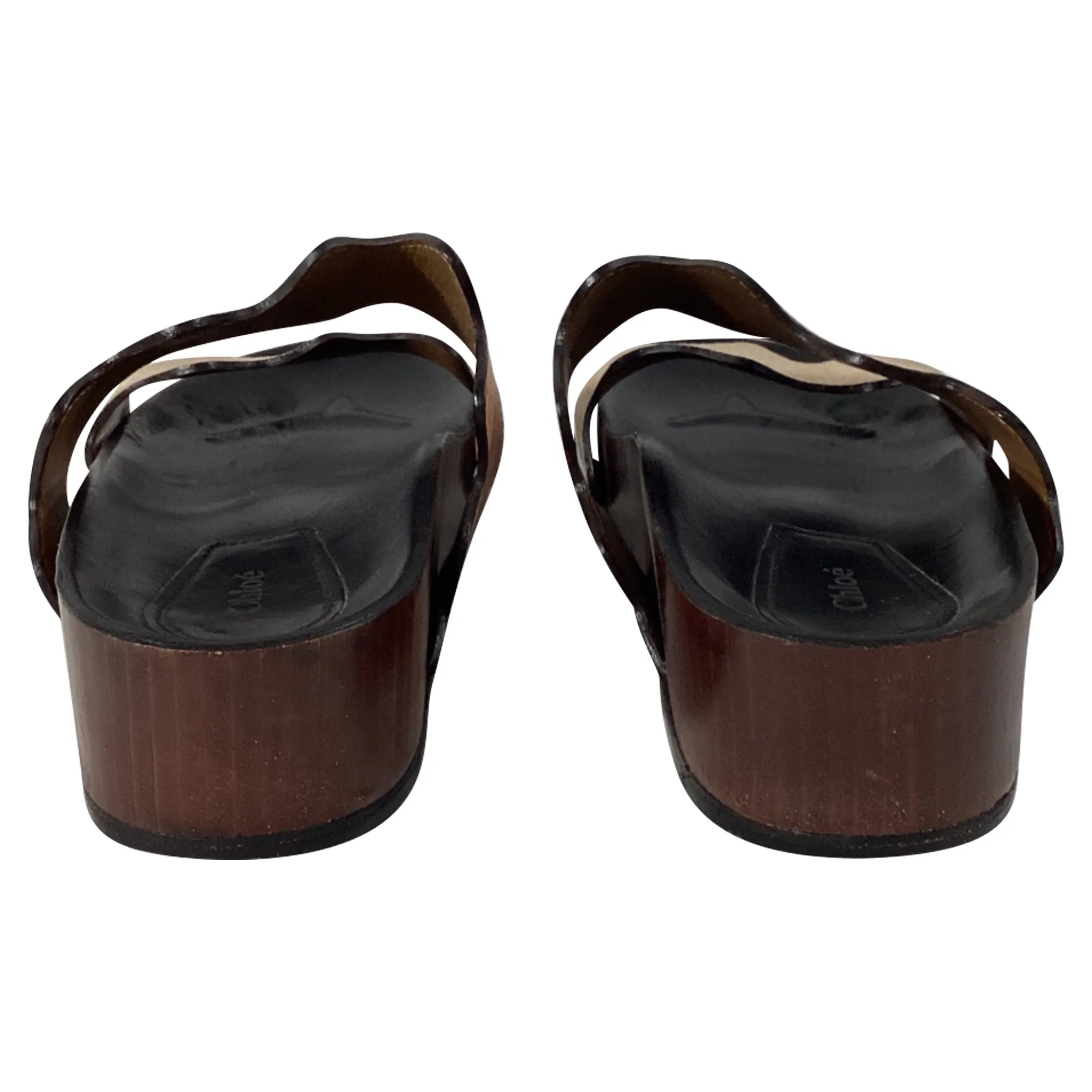 Chlo Carraia Slide Sandals in Brown Suede and Leather